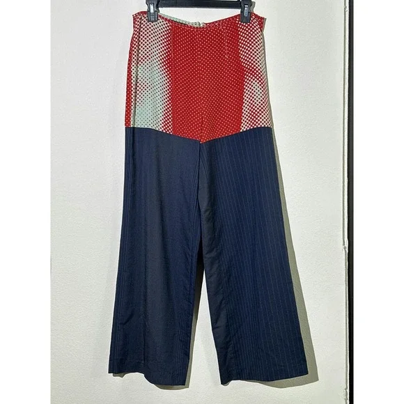 Jean Paul Gaultier 1996 Cyberdot illusion pinstripe panel pant